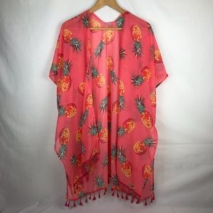 Pineapple Print Pink Swim Coverup